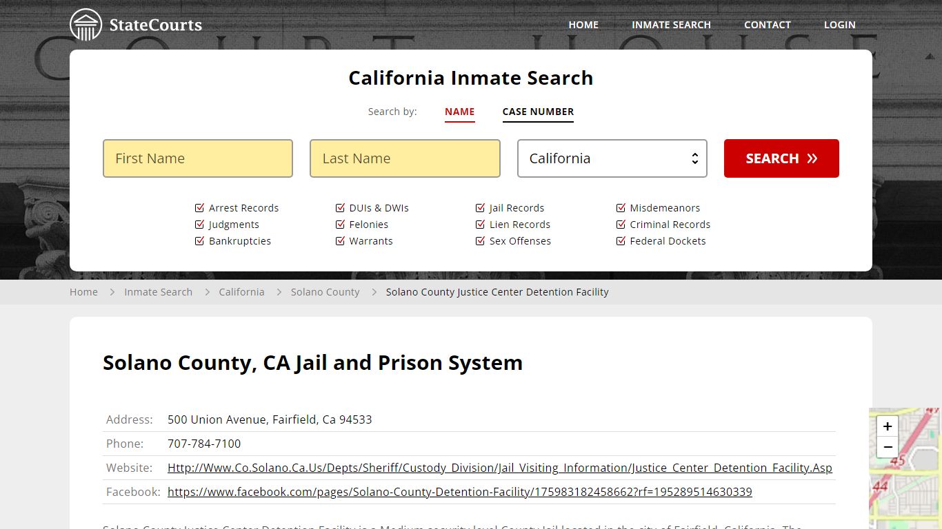 Solano County Justice Center Detention Facility Inmate Records Search ...