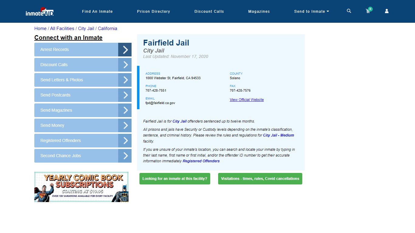 Fairfield Jail | Inmate Locator